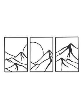 OYFLY 3 Pcs Minimalist Black Metal Wall Art, Forest Line Drawing Wall Decor